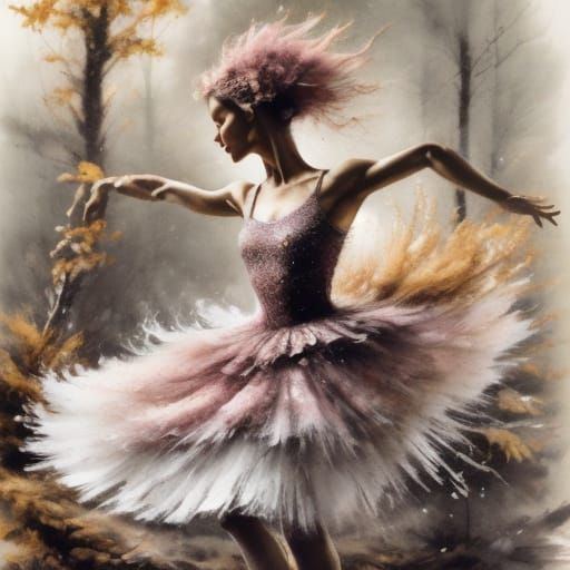 Grizzly Bear En Pointe in Enchanted Forest