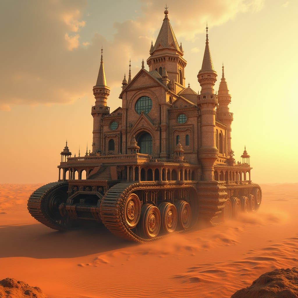 Majestic Castle on Desert Platform