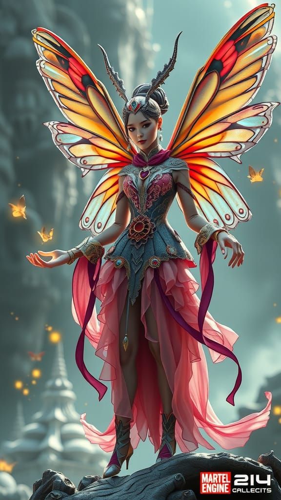 Busty Moth Lady: Hightech Fantasy Concept Art