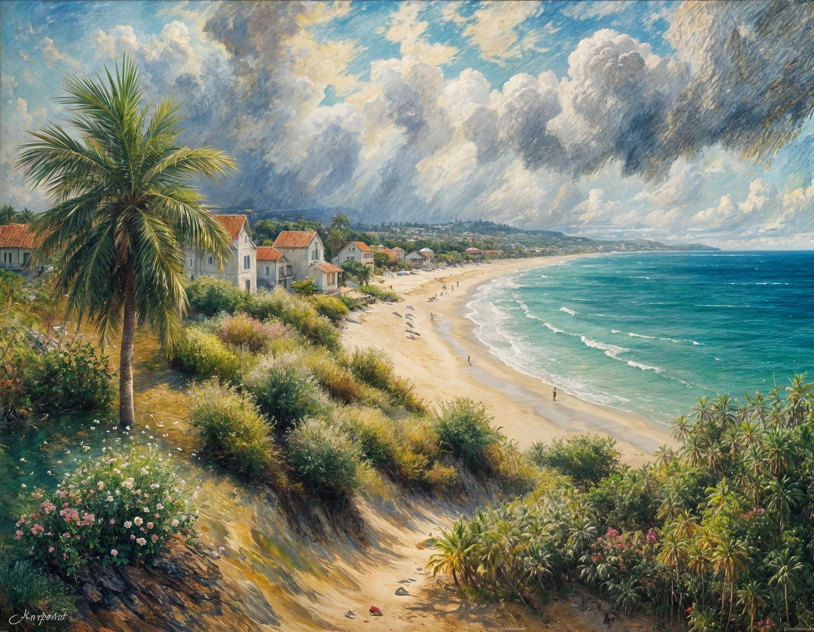 Island Oasis in Impressionistic Style