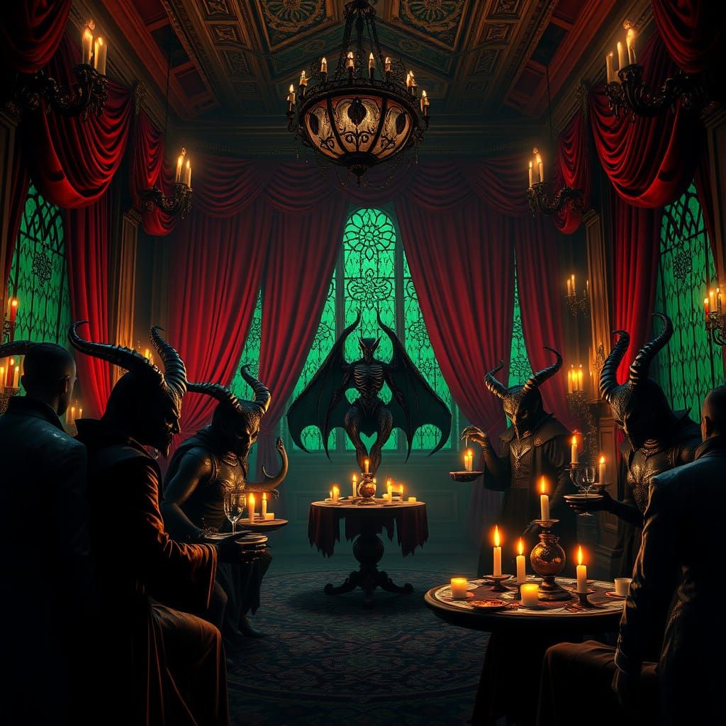 Dark Fantasy Ballroom in Gothic Metropolis