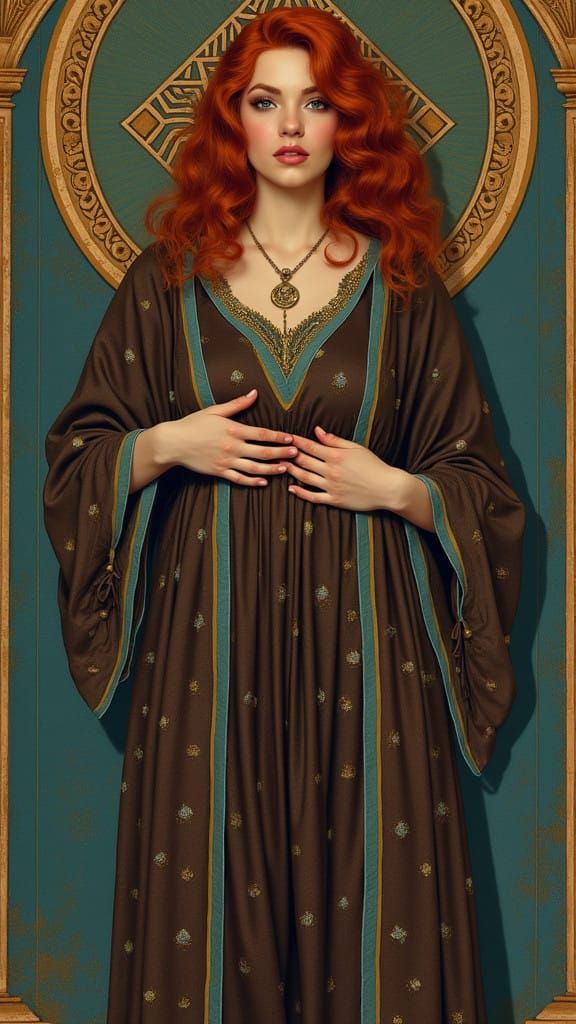 Surreal Surrealist Goddess in Elegant Pajamas with Masonic M...