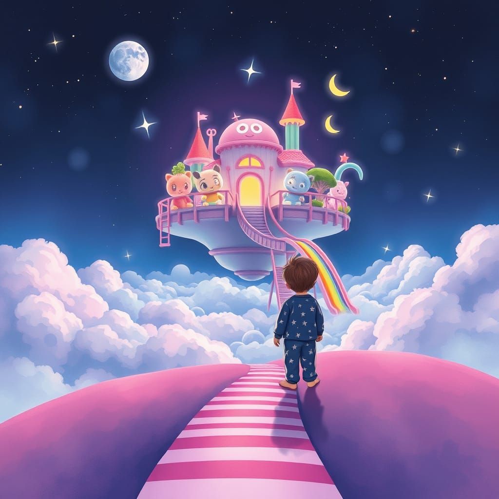 Fantasy Kidcore Playground in Watercolor Style