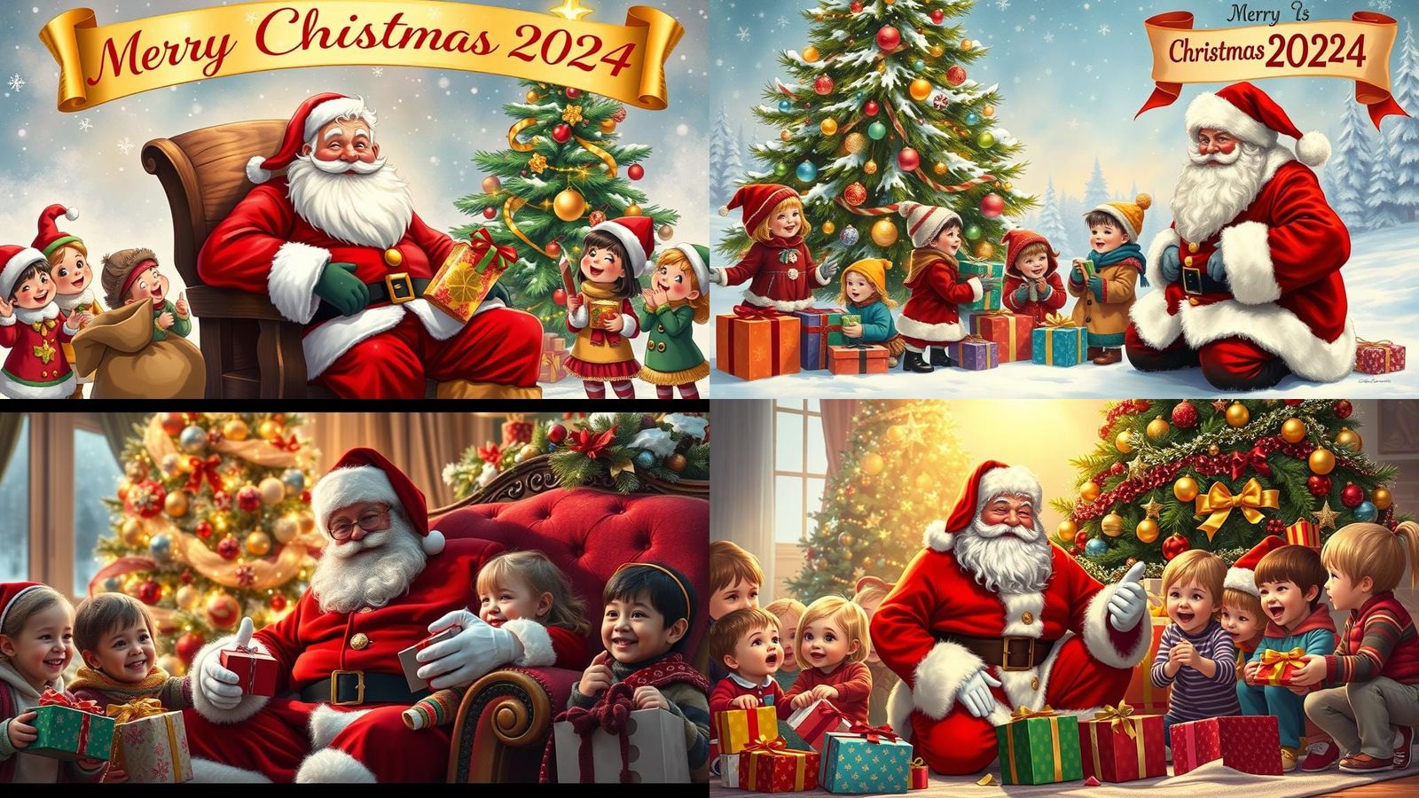 Santa Claus Giving Gifts on Christmas Eve