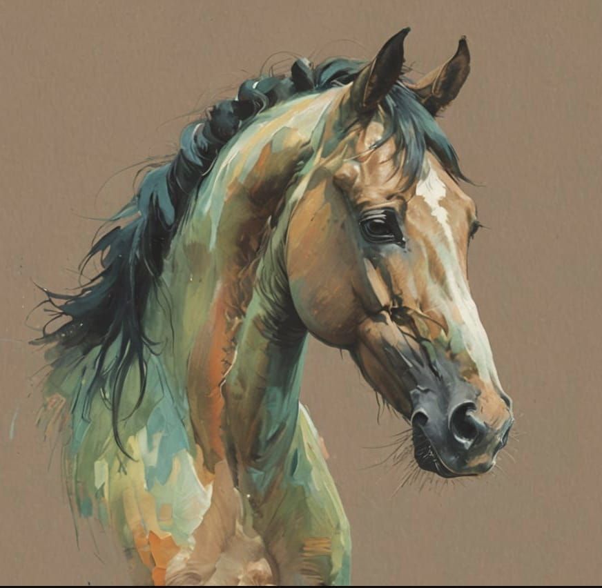 Horse Portrait in Fauvist Oil Painting Style