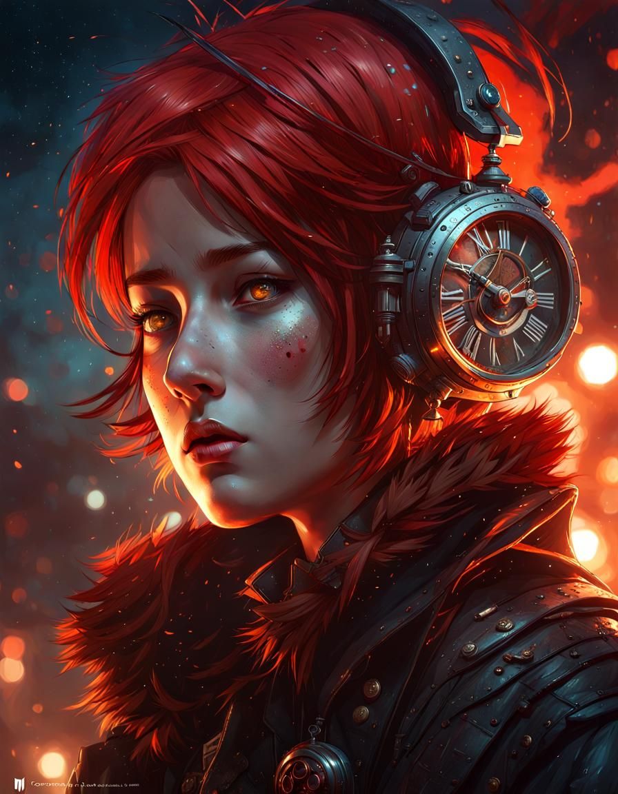 Steampunk Constellation Portrait with Silver Eyes