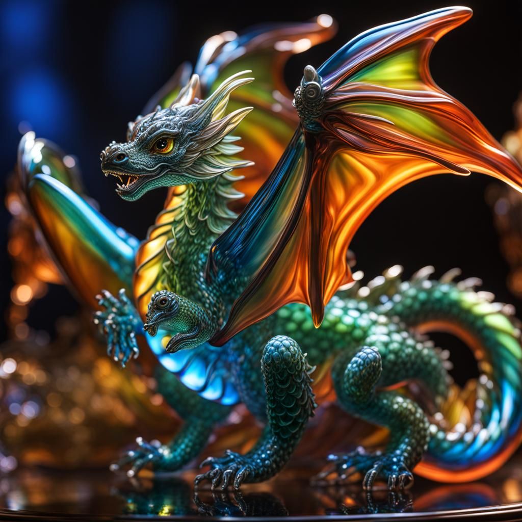 Semitransparent Glass Cherub Dragon: Hyperrealistic Digital ...