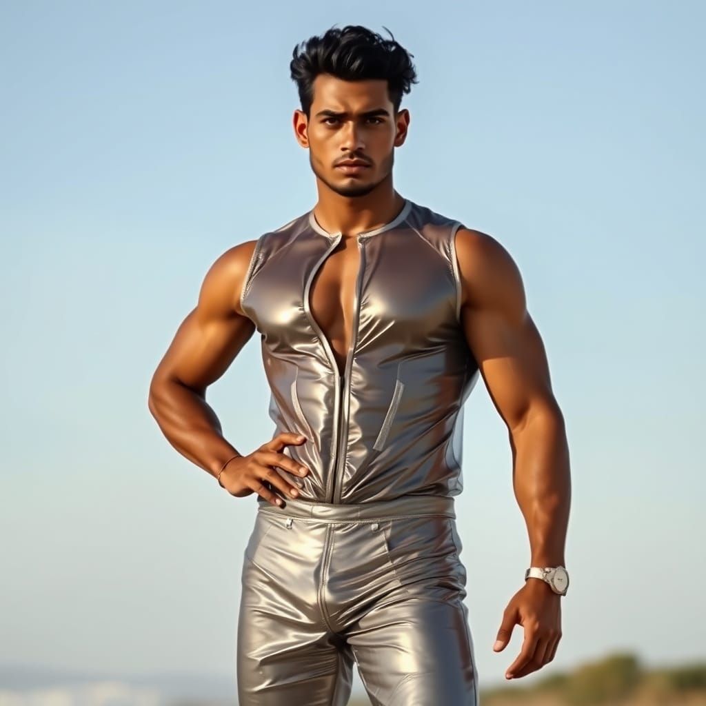 Muscular Indian Man in Futuristic Athletic Style