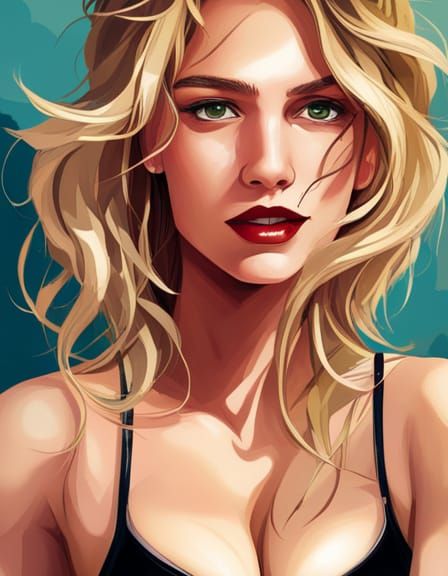 Blonde Woman in Graffiti Street Art Style