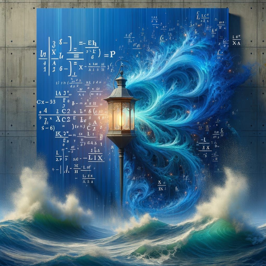 Blue Wall with Sea Lantern and Math Formulas