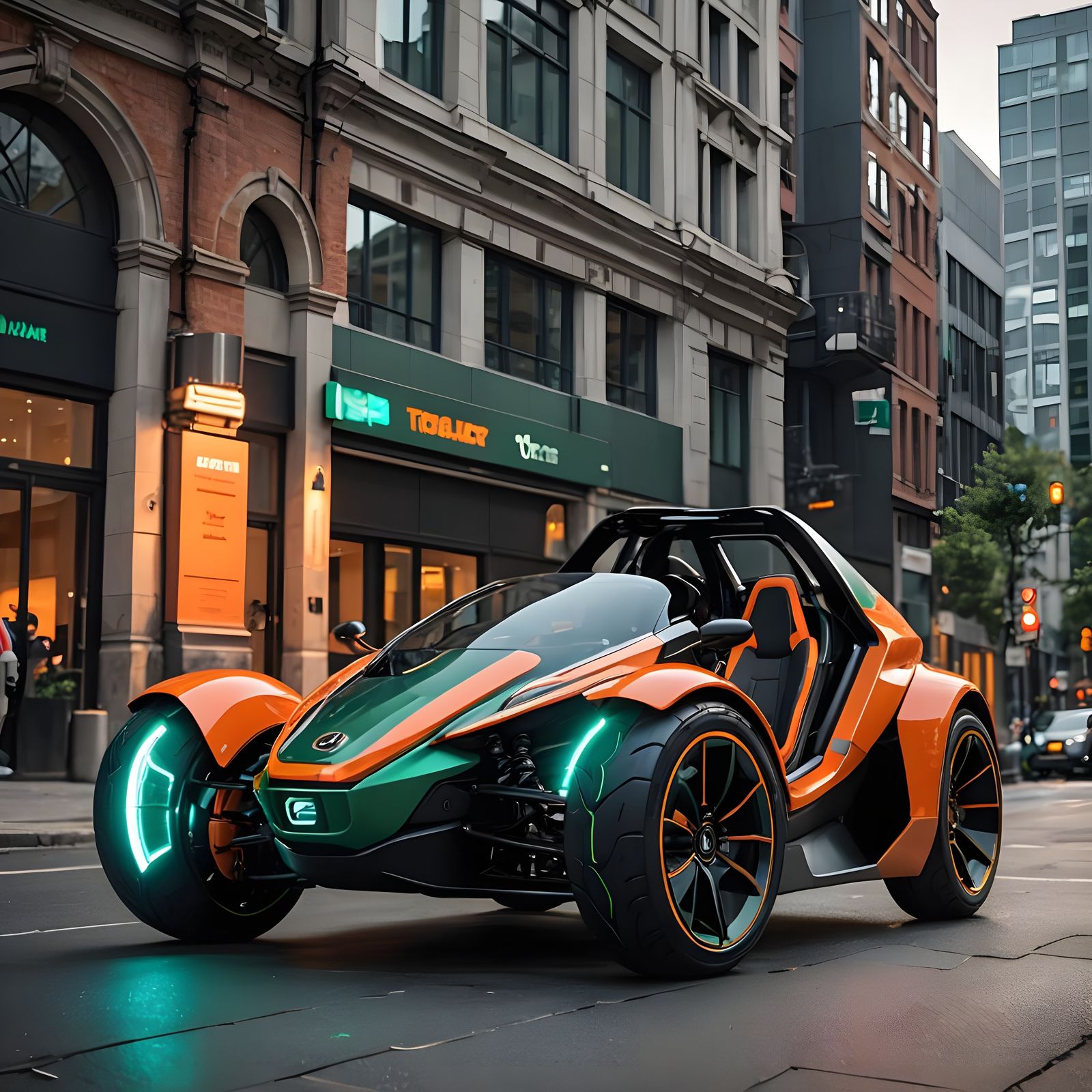 Futuristic Green Ultra-Compact Single-Seater Vehicle