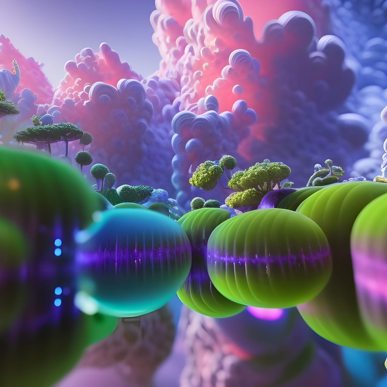 Recursive Fractals Landscape in Minimalist Style