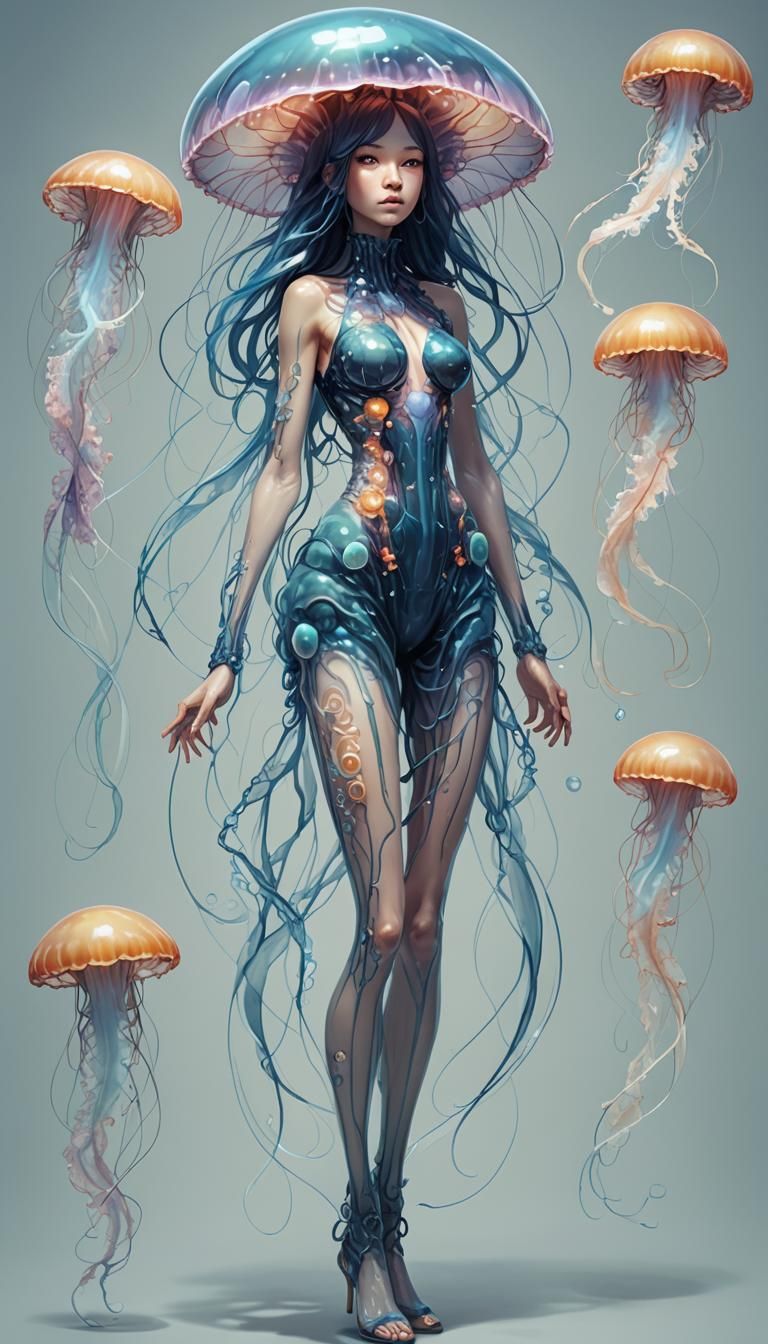Jellyfish-Woman Hybrid: A Full Body Digital Art
