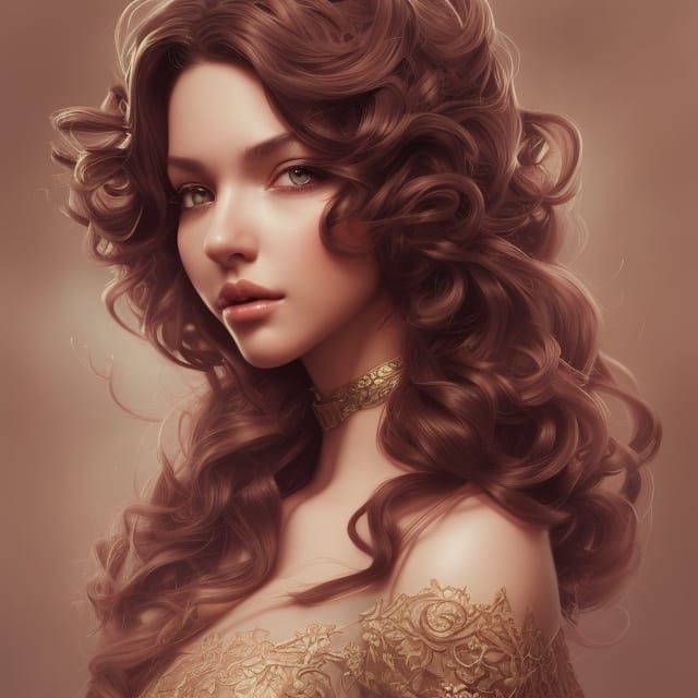 Detailed Portrait of a Curly Brunette Princess