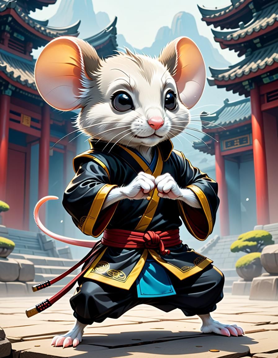 Kung Fu Mouse in Comic Book Anime Style