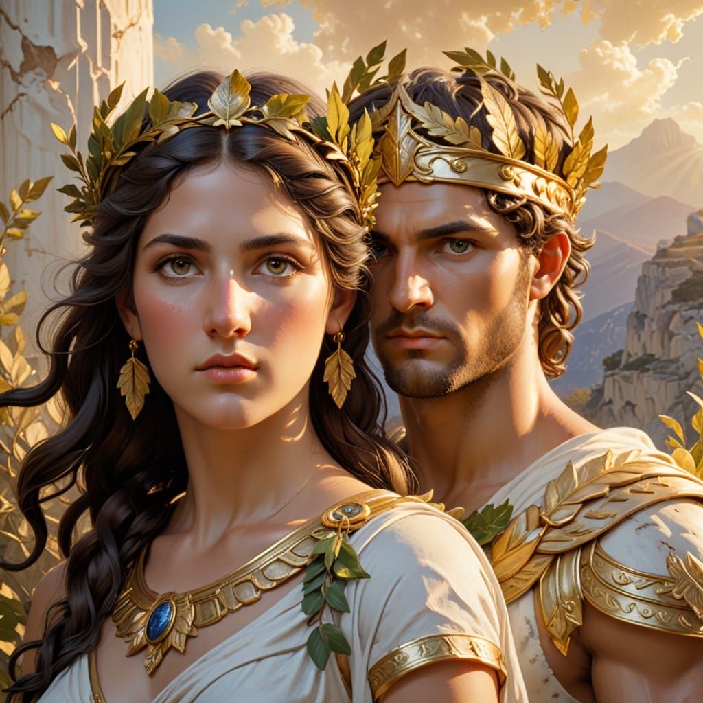 Athena and Dionysus: A Divine Greek Scene