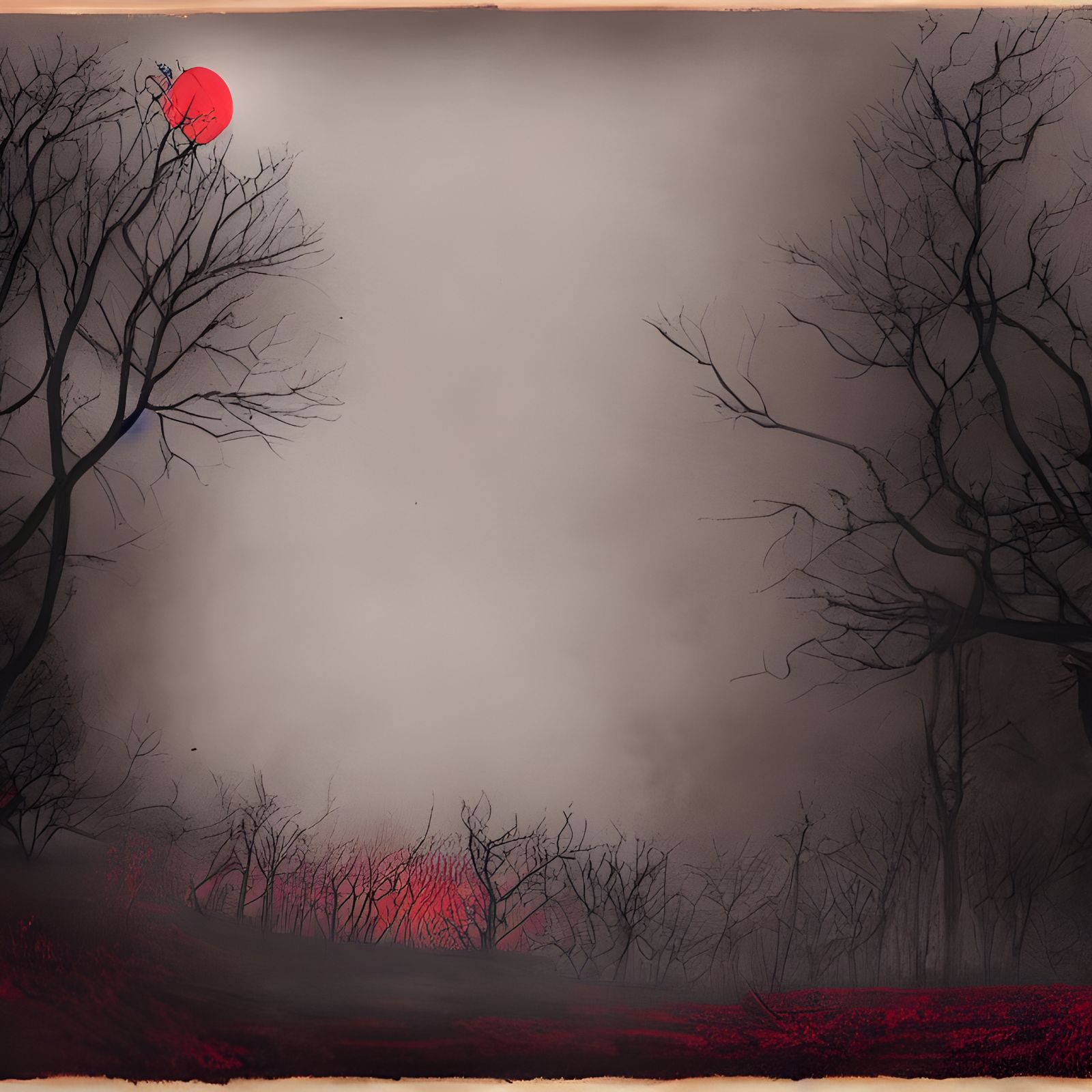 Dark Crimson Red Magical Fantasy Landscape