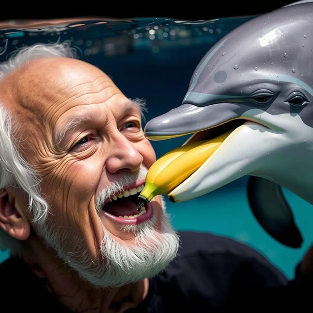 Grandpa and A Dolphin share a Banana II