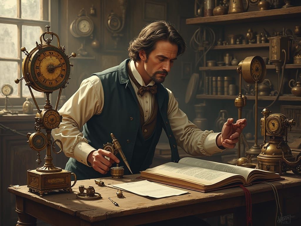 Victorian Inventor Celebrates with Clockwork Machinery