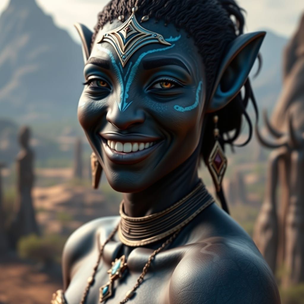 Dark-Skinned Princess in a Pandora Landscape