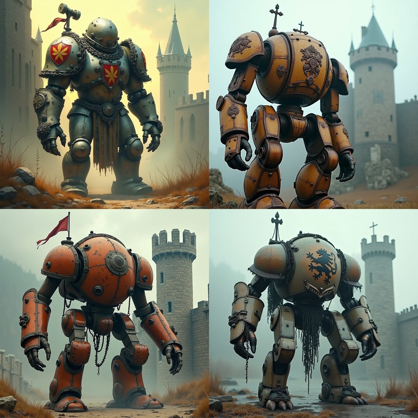 Medieval War Robot with Heraldic Design