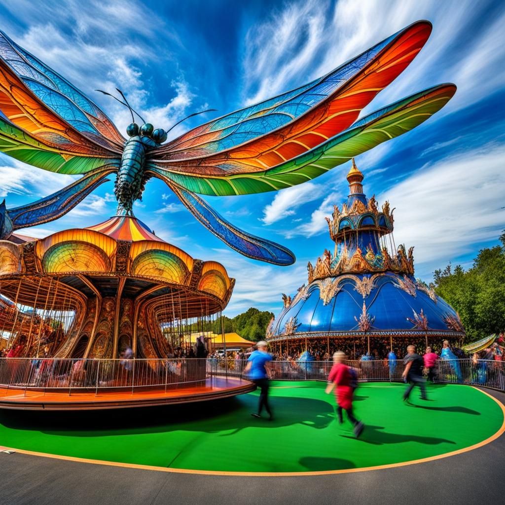 Dragonfly Carousel: Multi-Layered Digital Art