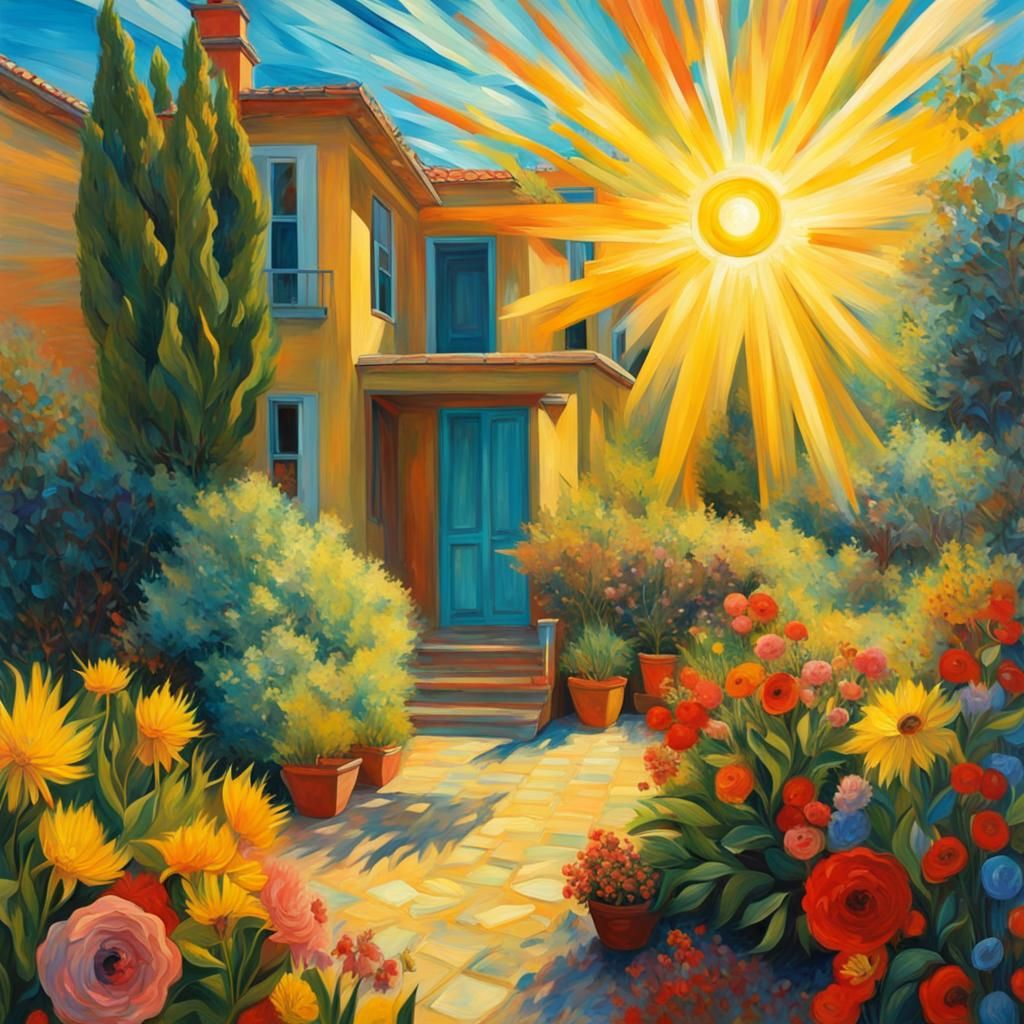 Colorful Garden: Modern Art, Photorealism, Surrealism