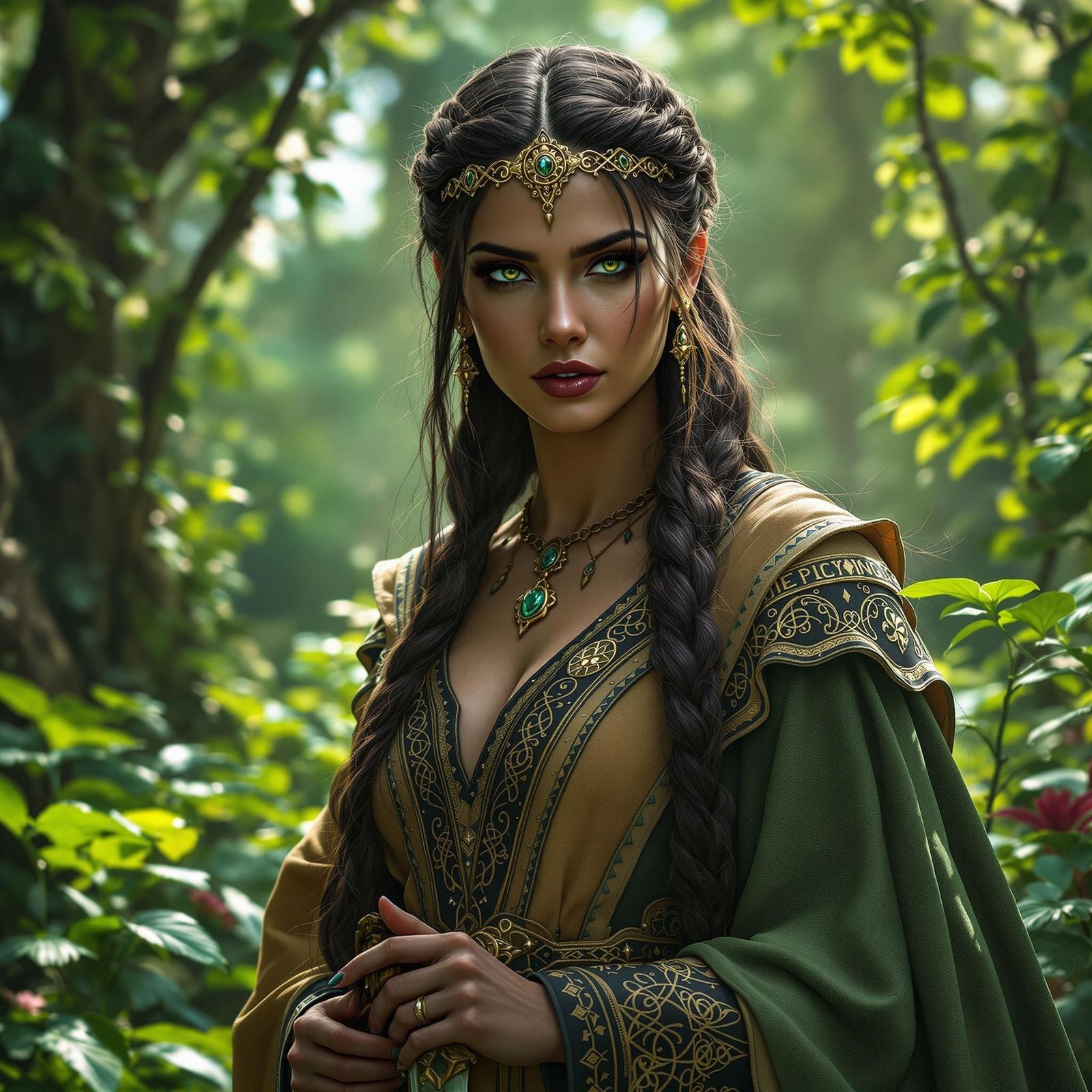 Celtic Goddess Nemetona in Sacred Grove, Cinematic Art