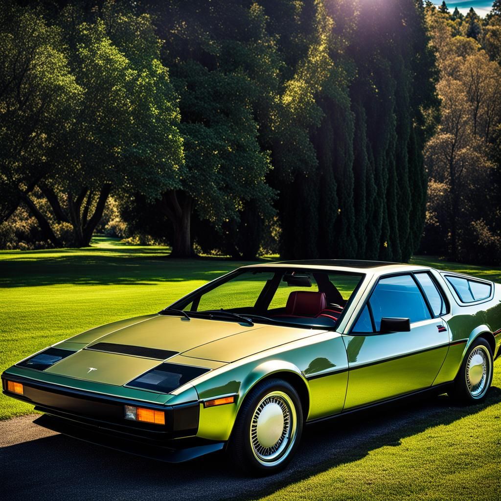 1980s Tesla Electric Car in Hyperrealistic Photo