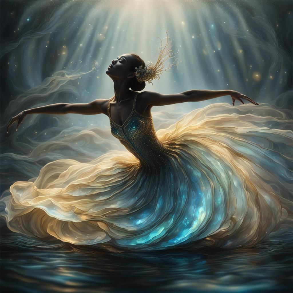Bioluminescent Ballerina in Ethereal 3D Rendering