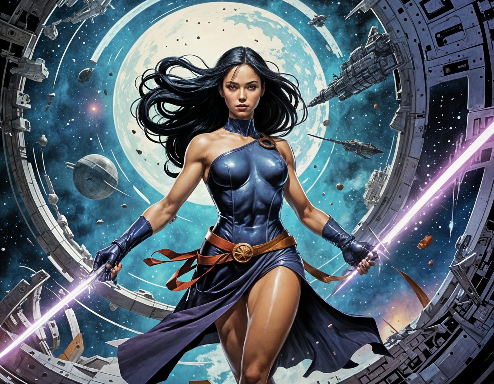 Marvel Comics Psylocke in Cosmic, Futuristic Masterpiece