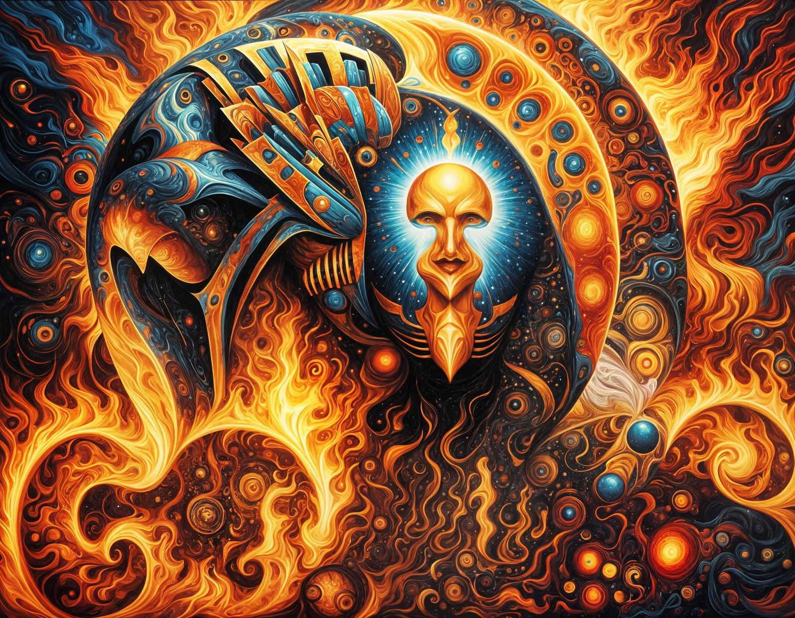 Futuristic Bio-Weapon in Chaotic Expressionist Landscape