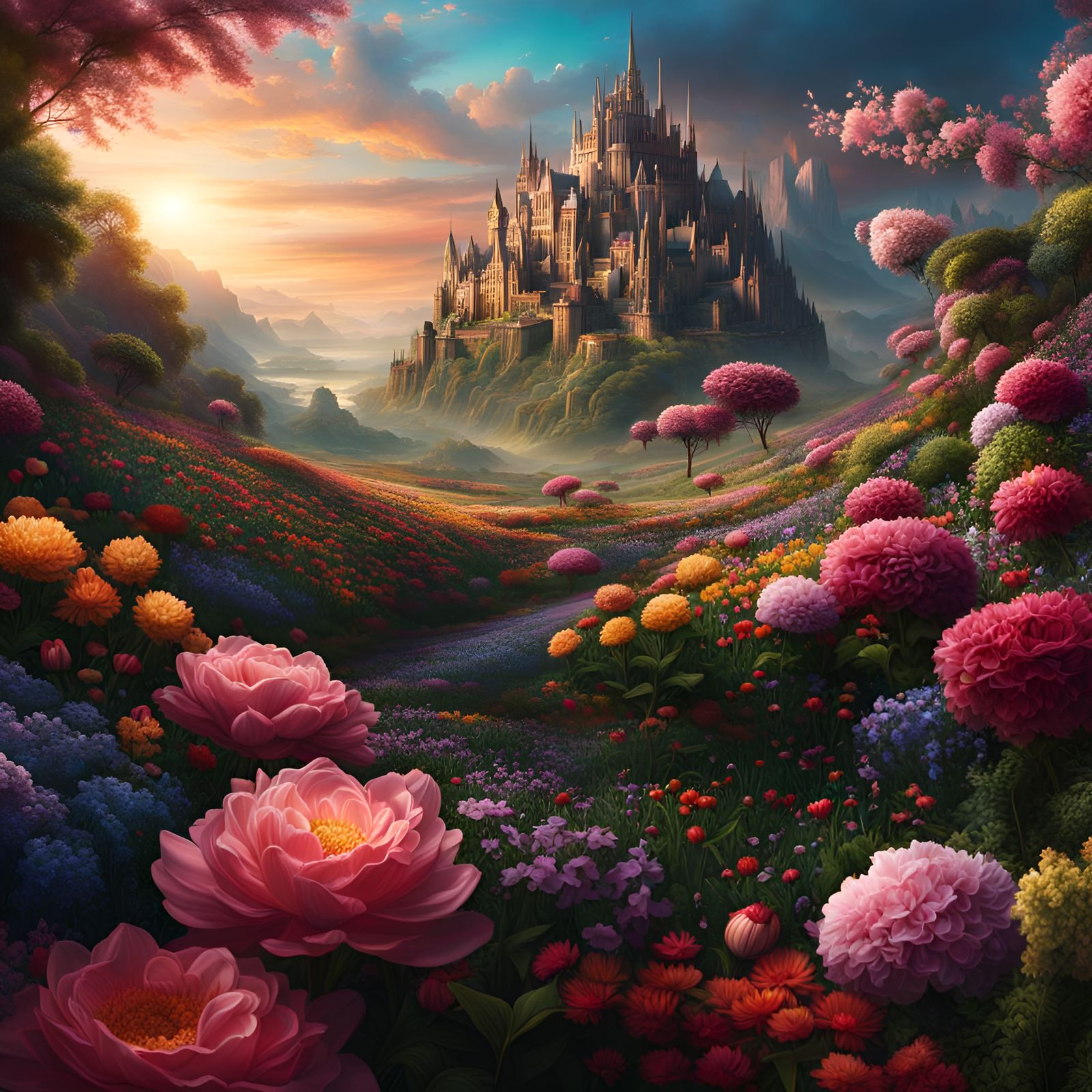 Epic Blooming World: A Digital Matte Painting