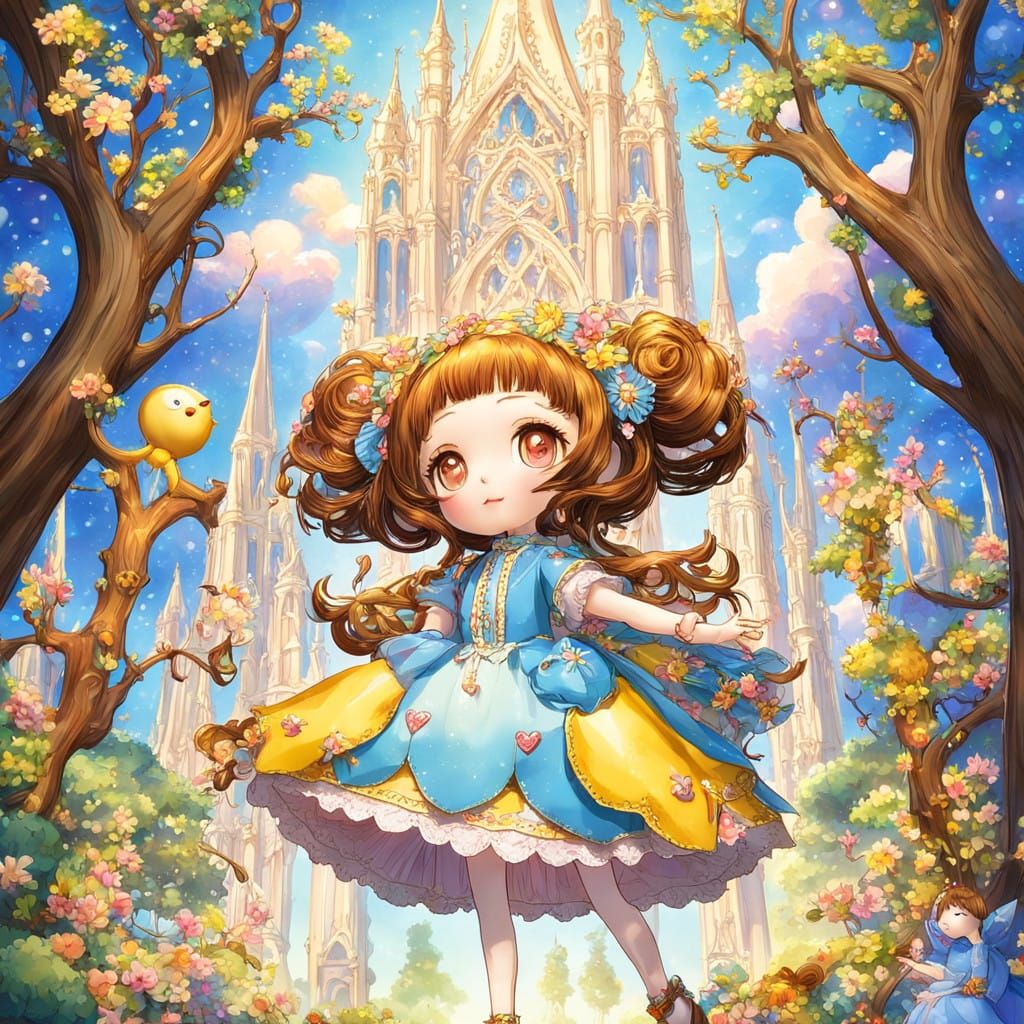 Slender Doll in a Vibrant Dreamscape, Inspired by Japanese P...