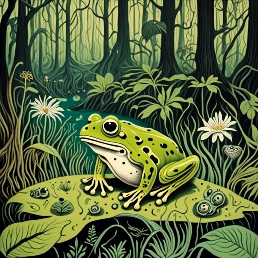 Green Frog in Mosquito Jungle Swamp