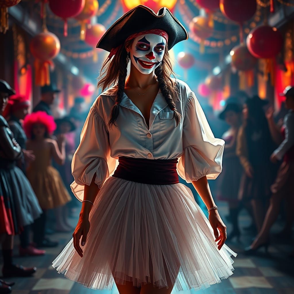 Pirate Ballerina Clown at Costume Party in Splash Art