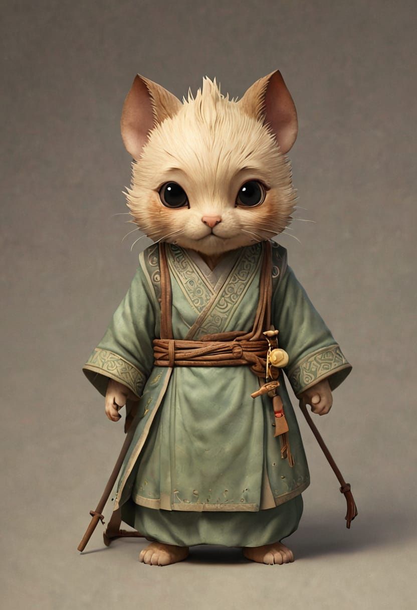 A cute chibi wuxia daoist monk critter