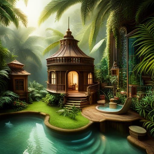 Miniature tropical resort