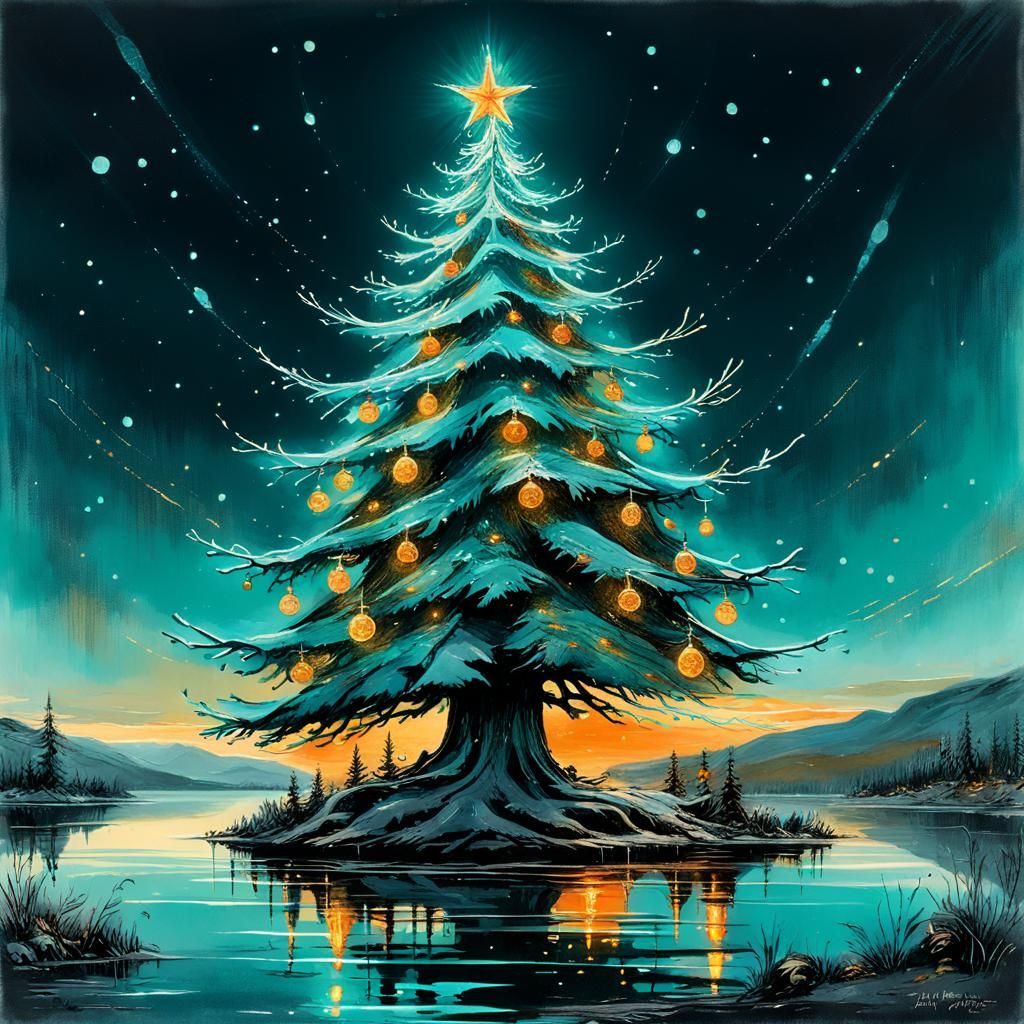 MAGIC CHRISTMAS TREE AT LAKE