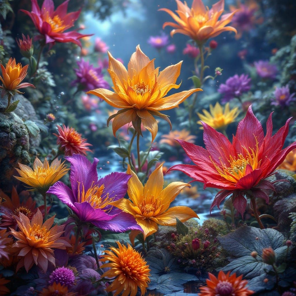 Vibrant Fractal Blooms in Unreal Engine 5 Style