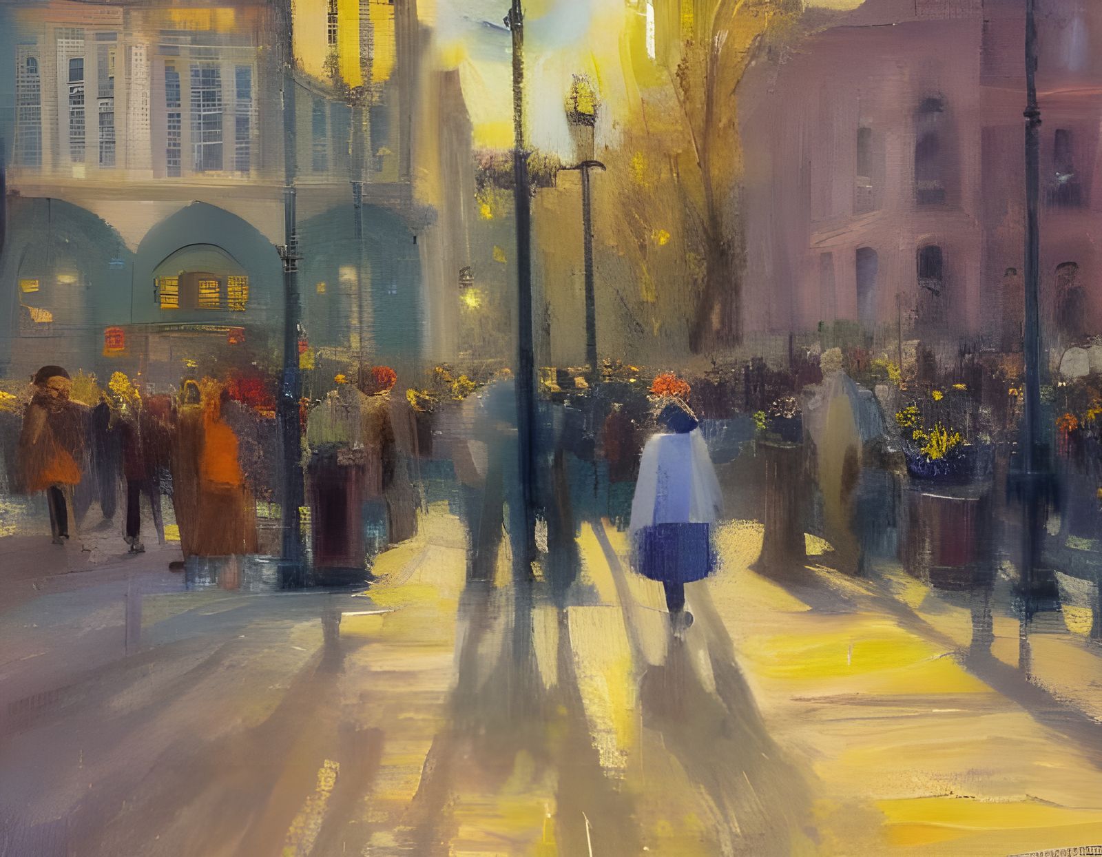 Woman Walking in Odessa: Impressionist Oil Painting