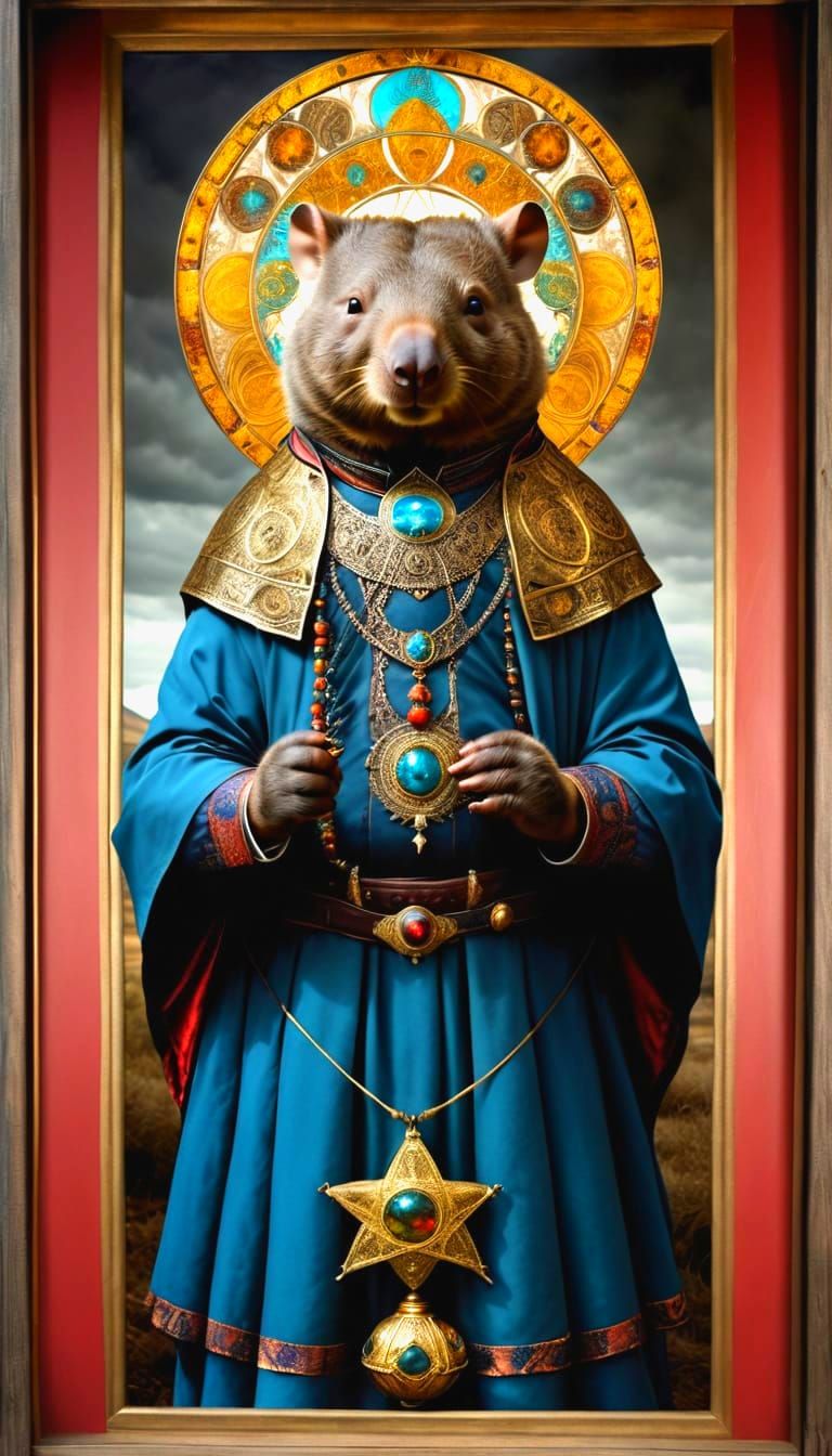 Hyperrealist Wombat Portrait in Vibrant Chiaroscuro Colors