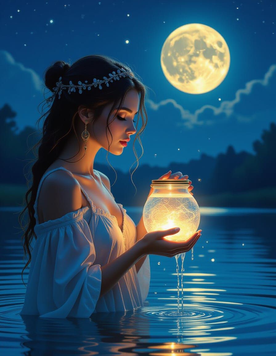 Aquarius Zodiac Sign with Glowing Water: Hyperrealistic Conc...