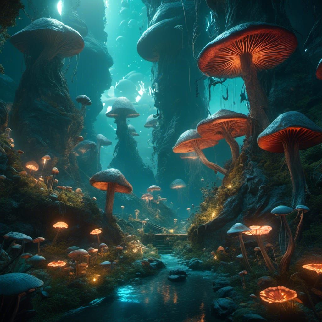 Fantastical Mushroom Jungles in Detailed Matte Painting