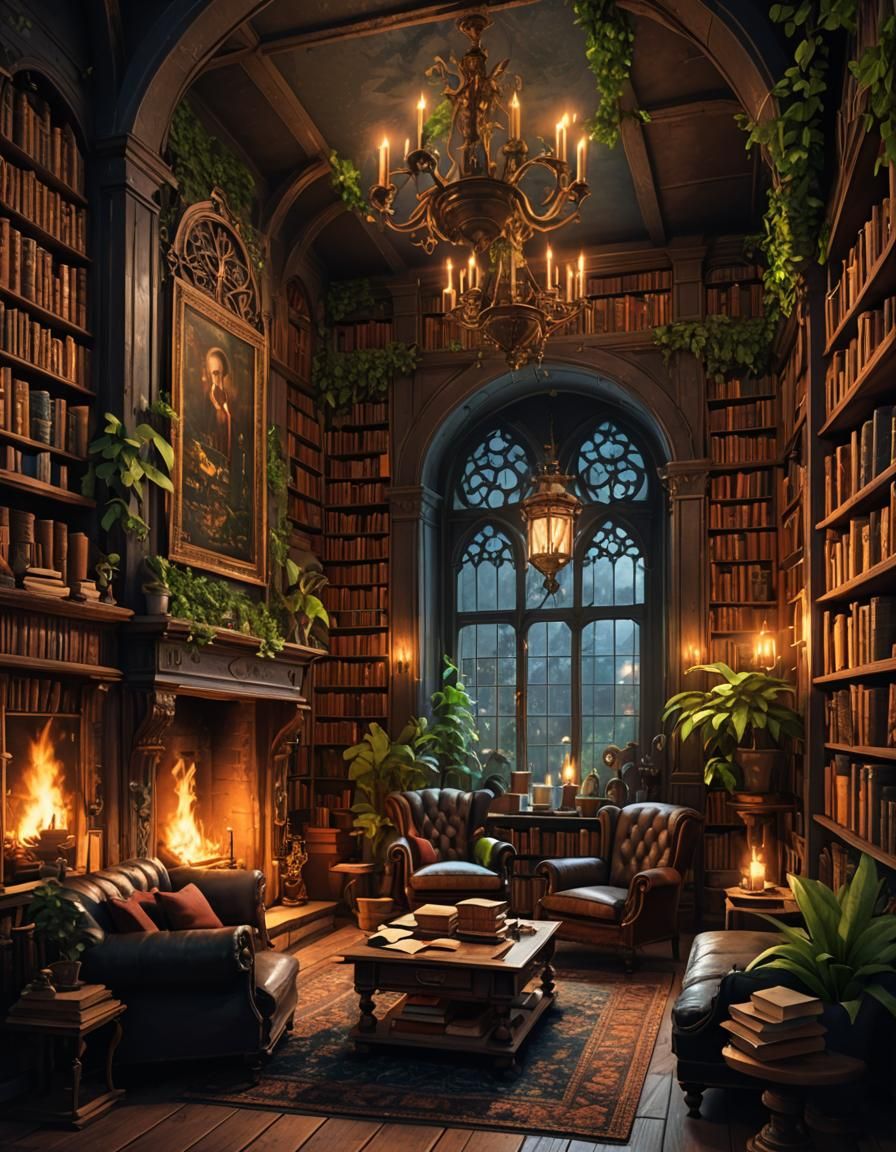 Lost in the enchanting embrace of a magical library 📚✨, where every book holds secrets of realms beyond, amidst flicker...