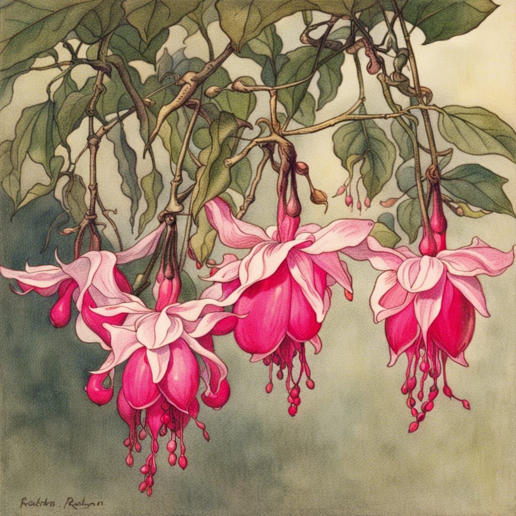 Dreamy Fuchsias in Illustrative Style