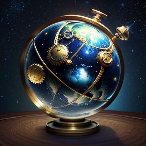 Steampunk Pixel Art Sphere with Miniature World