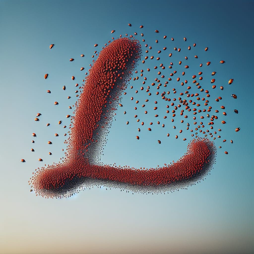 Ladybug Swarm Creates Letter L in Sky