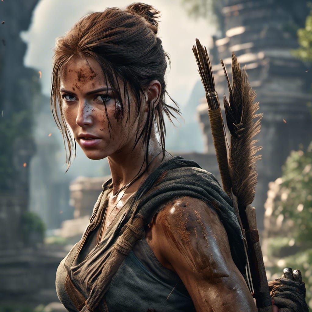 Heroic Tomb Raider Portrait in Detailed Matte Painting