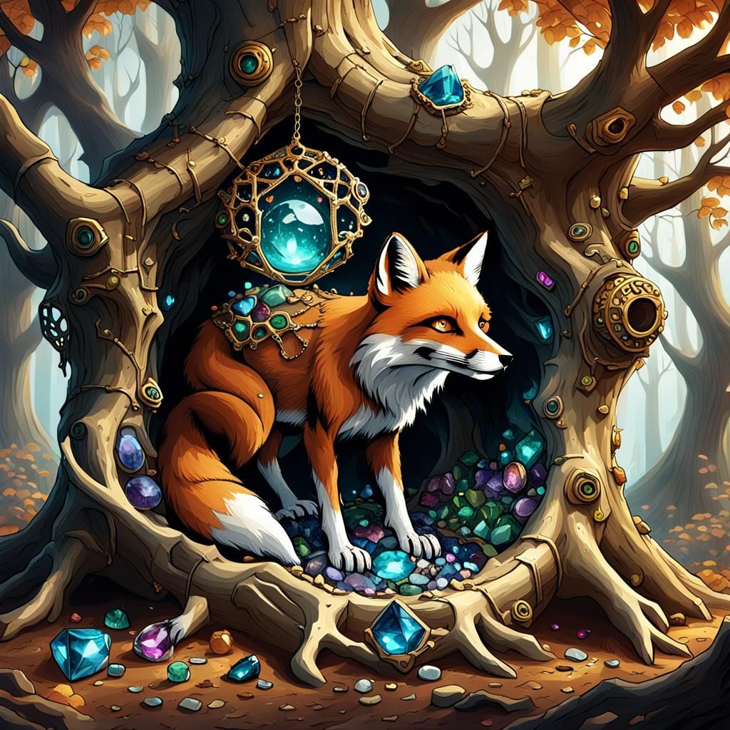 Skeletal Fox Finds Gem Treasure Trove